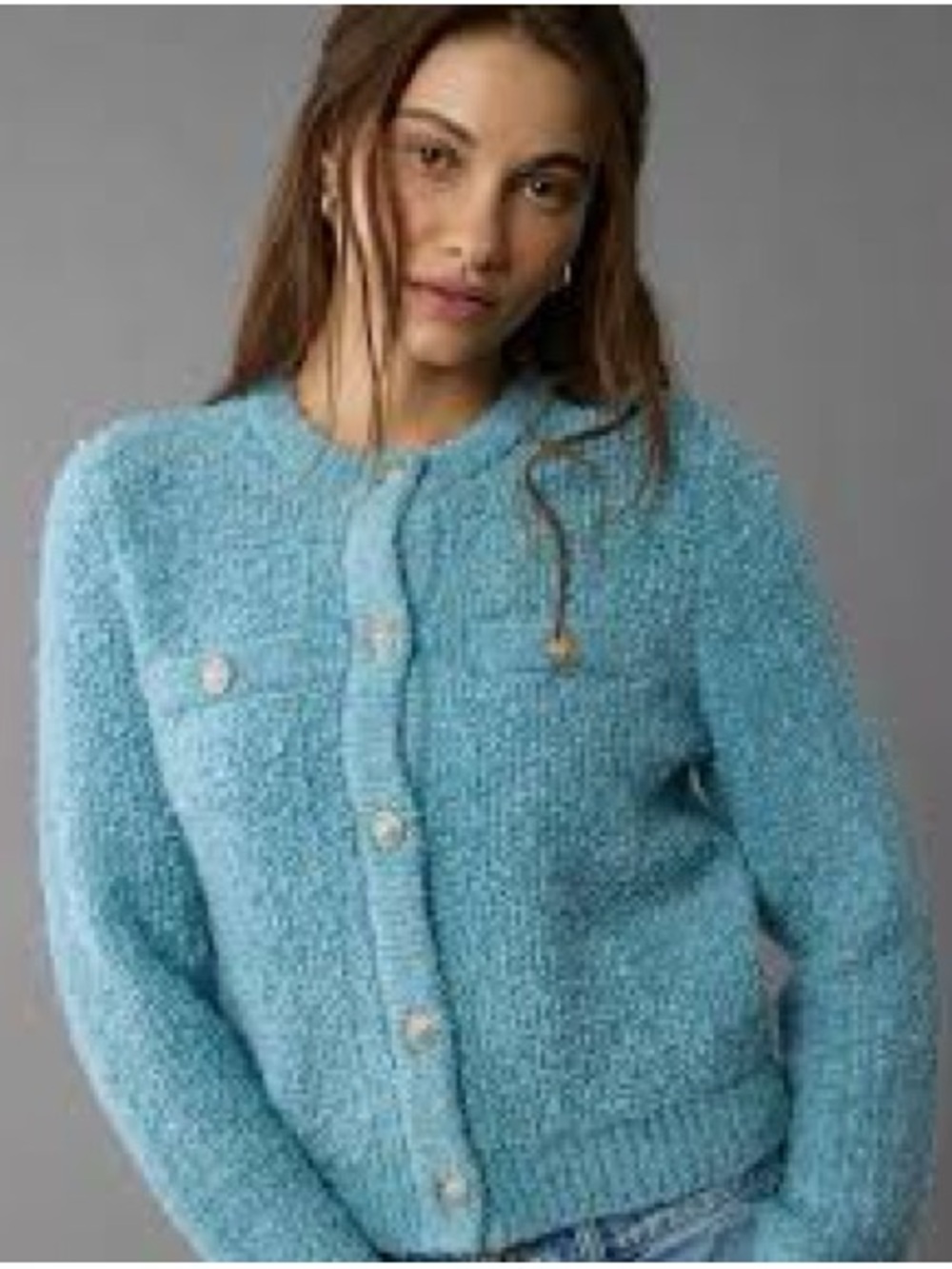 AE Blue Bouclé Cardigan